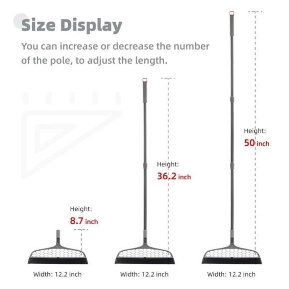 2 In 1 Adjustable Magic Broom Pet Hair Remover W/ Mini Squeegee Extended Length - Picture 9 of 9